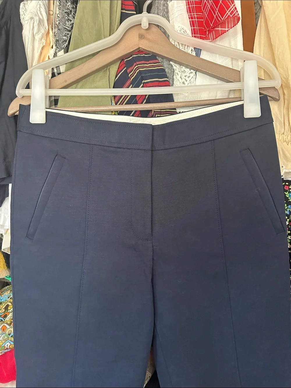 Tory Burch Navy Straight-Leg Dress Pants